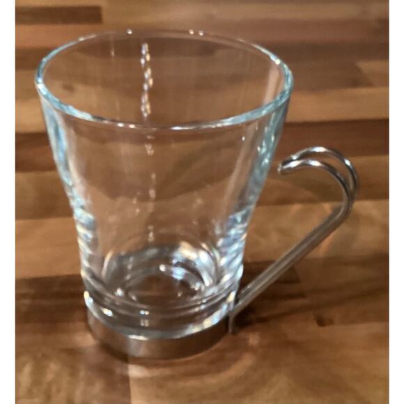 Vintage Vitrosax Italy Clear Glass Stainless Steel Handle ESPRESSO Coffee Cups 5 - Picture 8 of 9